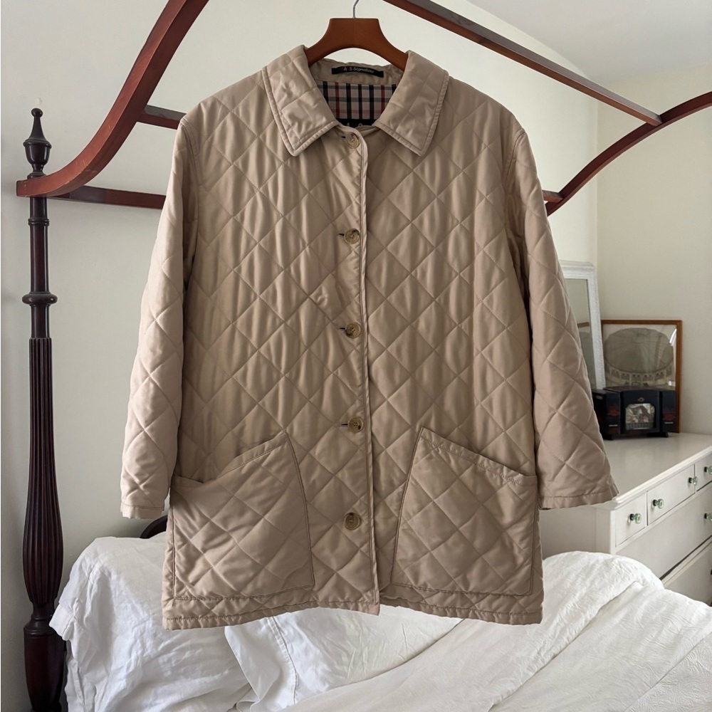 Daks Signature Quilted Vintage British Khaki Car Coat